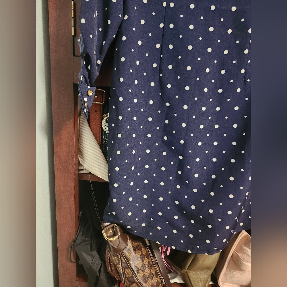 Navy Polka Dot Dress XS-S - Picture 11 of 11